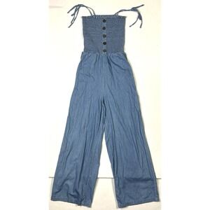 Harper Heritage Jumpsuit Women's XS Blue Smocked Boho